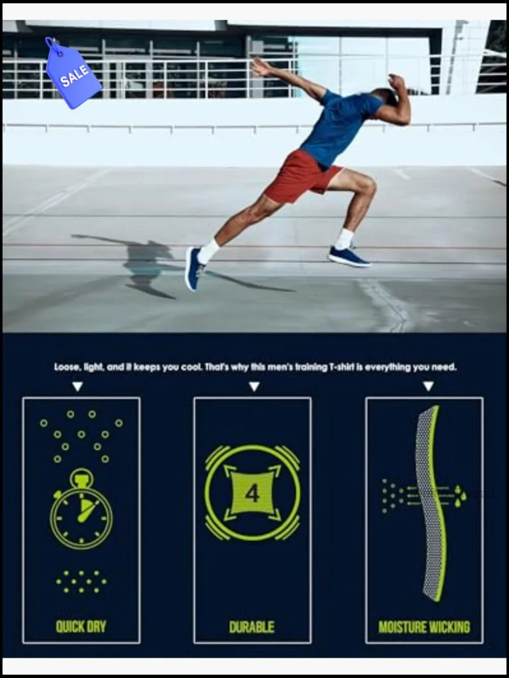 Men's Moisture Wicking Quick Dry Mesh Athletic T-Shirt Crew Neck Short Sleeve